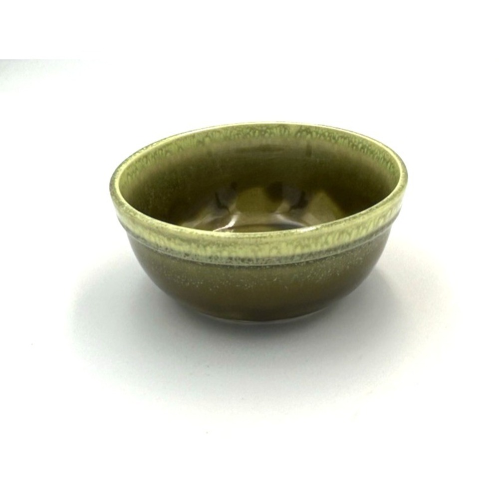 Vtg Pottery Bowl Dish Green Drip Glaze 4.75" D Made in USA Retro Neutral Artsy - Picture 4 of 5